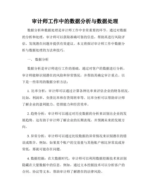 审计师工作中的数据分析与数据处理