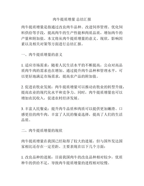 肉牛提质增量 总结汇报