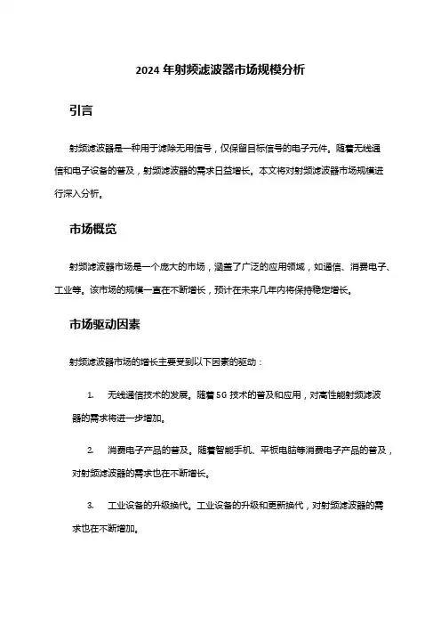 2024年射频滤波器市场规模分析