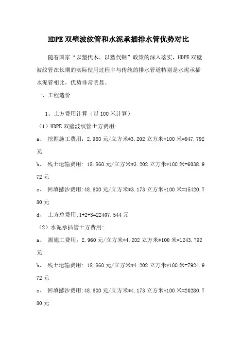 HDPE双壁波纹管和水泥承插排水管优势对比