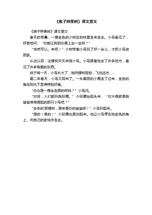《猴子种果树》课文原文