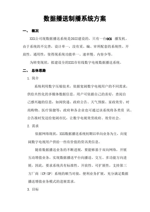 数据广播制播系统方案
