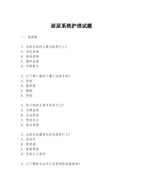 泌尿系统护理试题