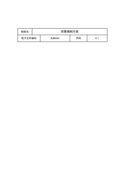 公司预算编制方案样本