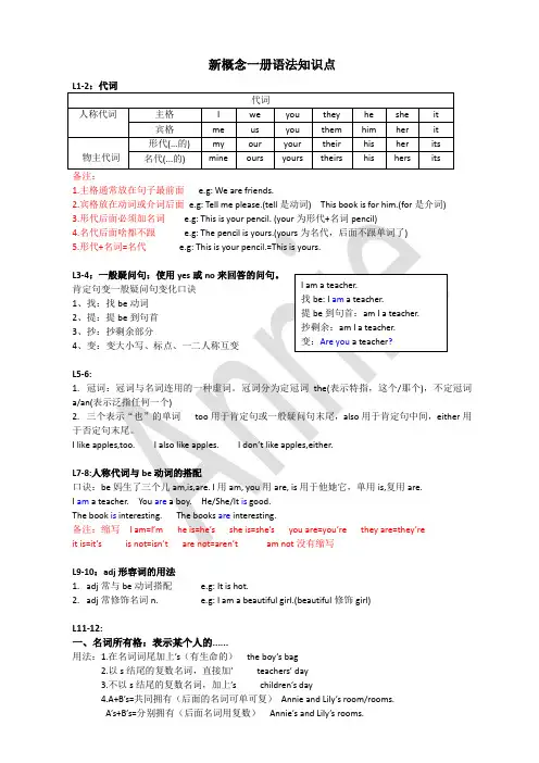 新概念一册语法知识点   