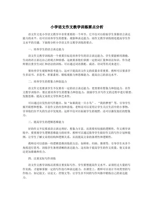 小学语文作文教学训练要点分析