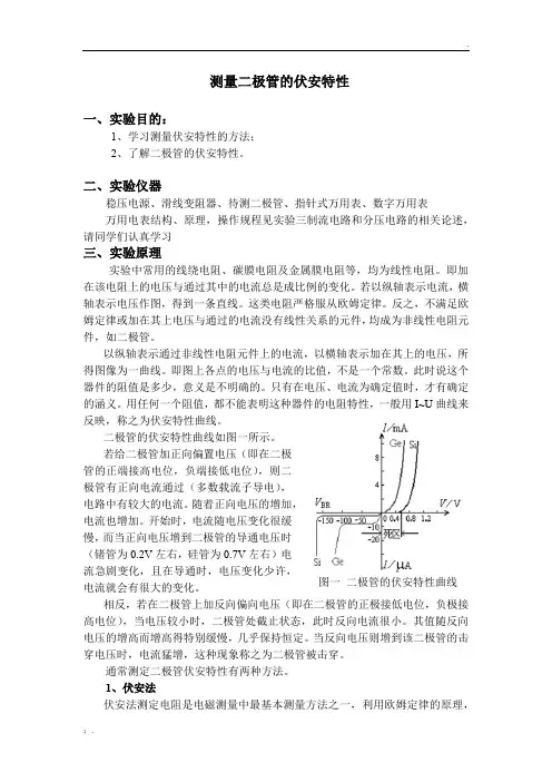 测量二极管的伏安特性