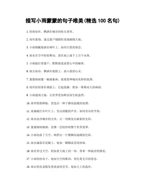 描写小雨蒙蒙的句子唯美(精选100句)