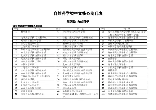 自然科学类中文核心期刊表