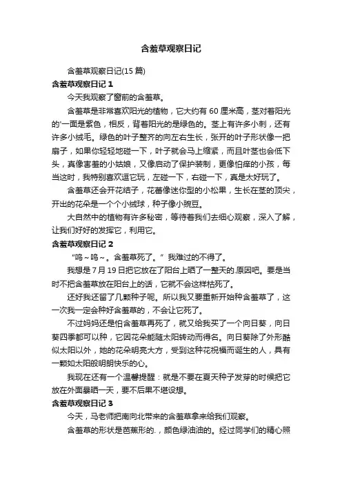 含羞草观察日记（15篇）