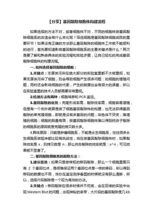 【分享】基因敲除细胞株构建流程