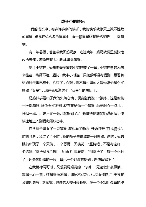 四年级作文：成长中的快乐作文600字