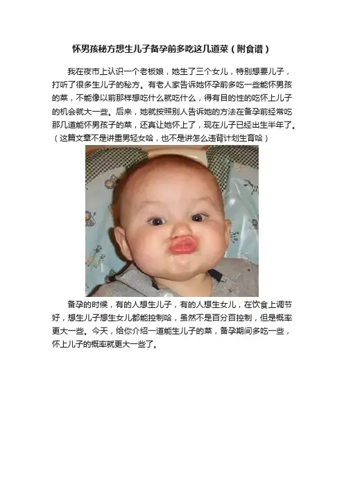 怀男孩秘方想生儿子备孕前多吃这几道菜（附食谱）