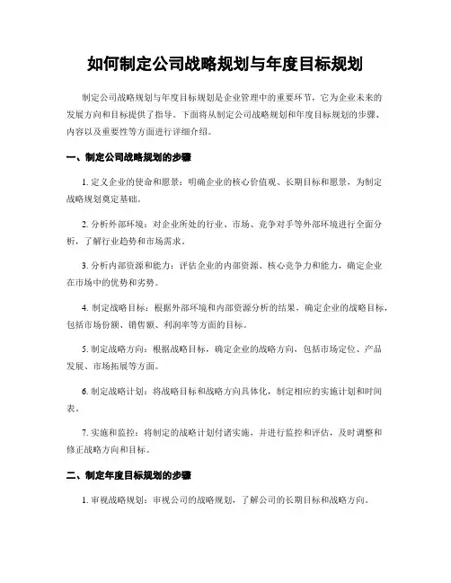 如何制定公司战略规划与年度目标规划