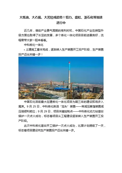 大炼油、大乙烯、大芳烃成趋势！恒力、盛虹、浙石化等加速进行中