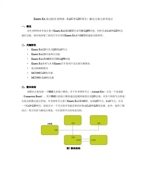 Kinetis EA低功耗车身网络(CAN和LIN网关)解决方案与参考设计
