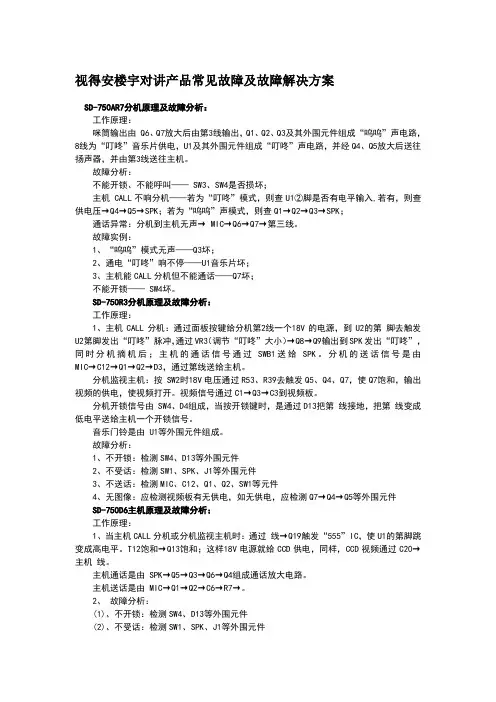 视得安楼宇对讲维修手册