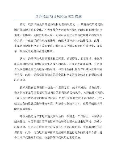 国外能源项目风险及应对措施