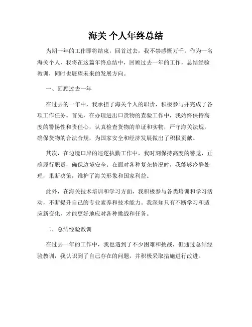 海关 个人年终总结