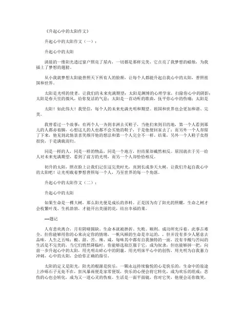 升起心中的太阳作文10篇满分指导
