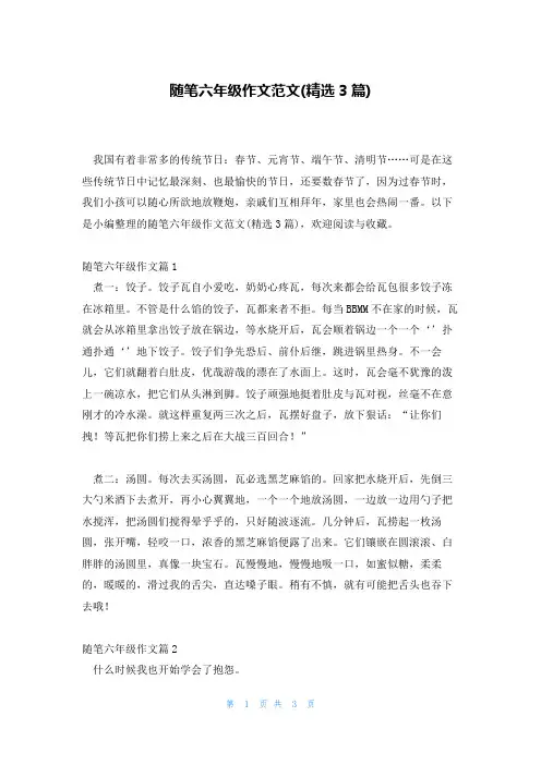 随笔六年级作文范文(精选3篇)