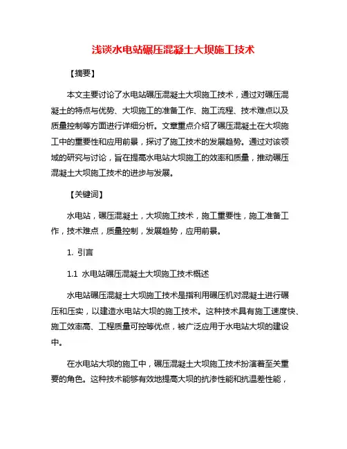 浅谈水电站碾压混凝土大坝施工技术