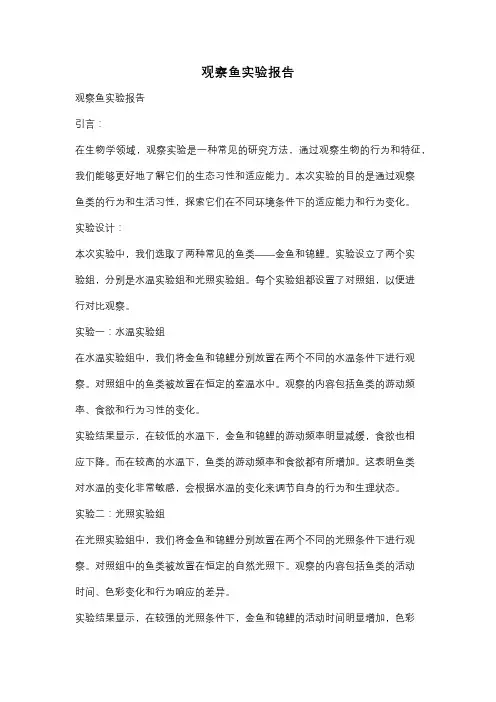 观察鱼实验报告