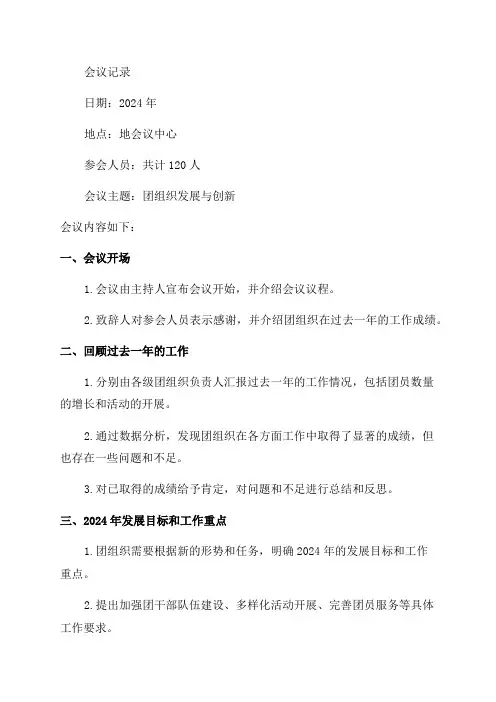 2024年最新团组织会议记录内容