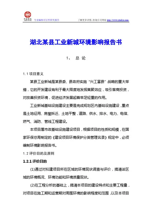 湖北某县工业新城环境影响报告书
