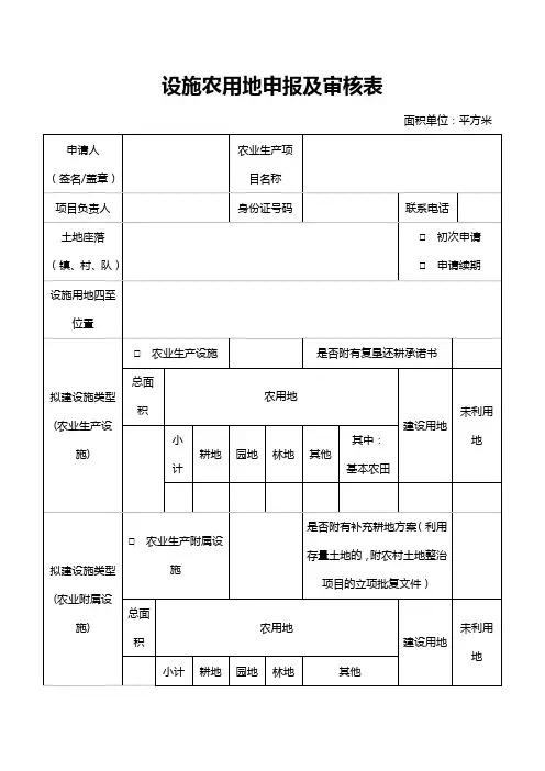 设施农用地申报及审核表