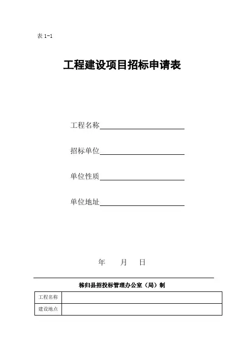 工程建设项目招标申请表