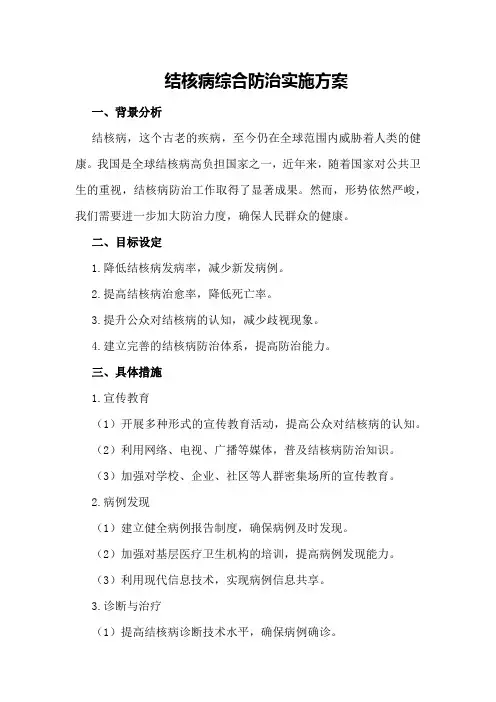 结核病综合防治实施方案