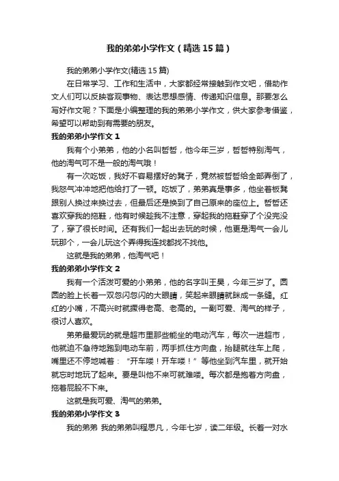 我的弟弟小学作文（精选15篇）