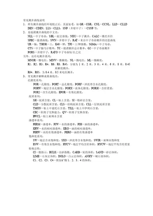 常见测井曲线说明