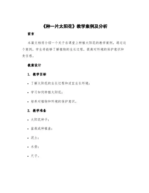《种一片太阳花》教学案例及分析 种一片太阳花教案设计1