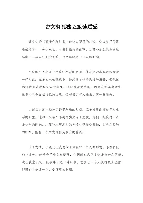 曹文轩孤独之旅读后感