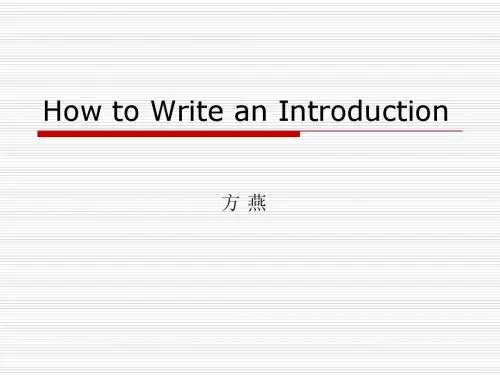 How to Write an Introduction