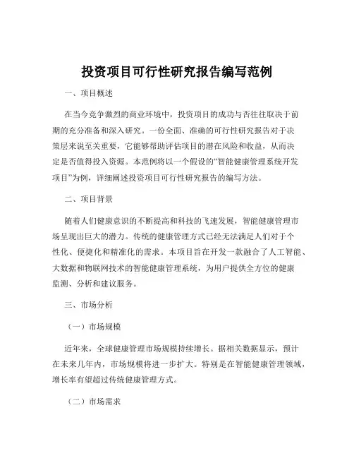 投资项目可行性研究报告编写范例