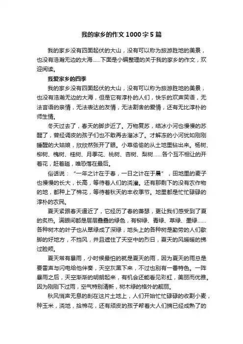 我的家乡的作文1000字5篇