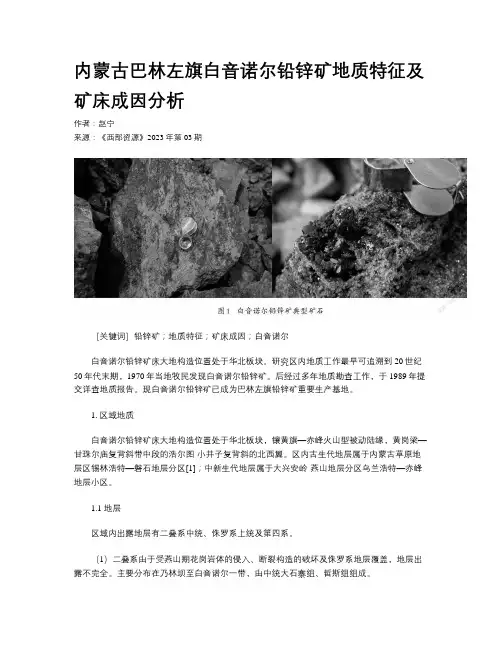 内蒙古巴林左旗白音诺尔铅锌矿地质特征及矿床成因分析