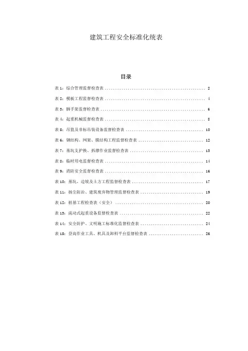 建筑工程安全标准化统表