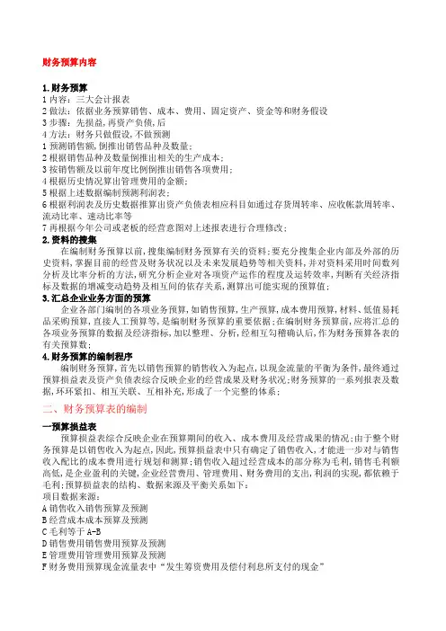 常用的财务预算表编制方法