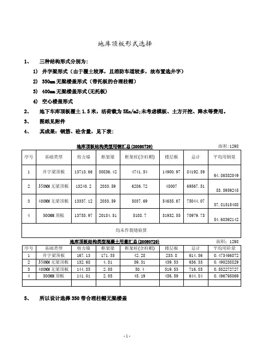 地下车库顶板形式选择
