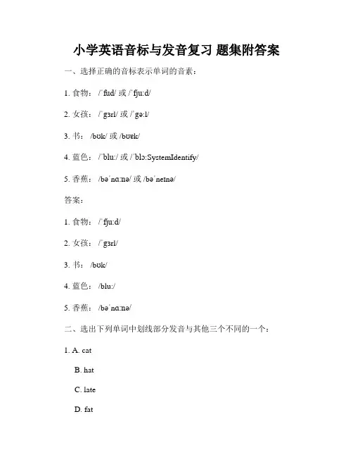 小学英语音标与发音复习 题集附答案