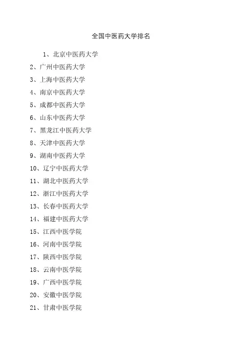 中医药大学排名