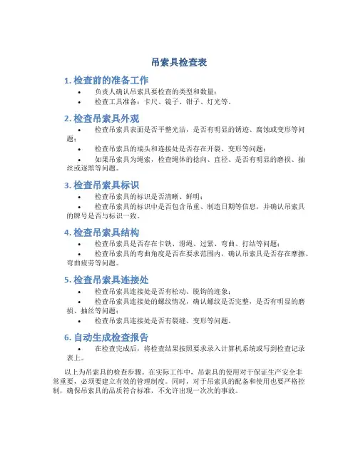 吊索具检查表