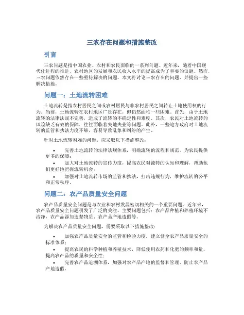 三农存在问题和措施整改