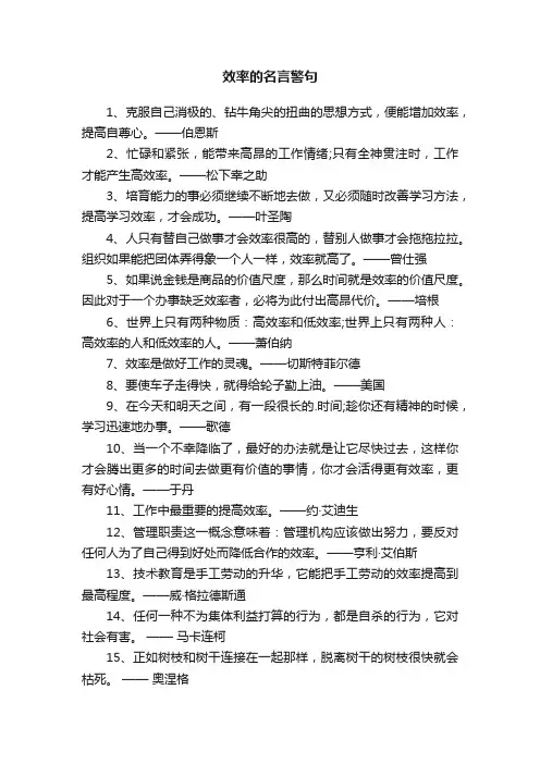 有关效率的名言警句