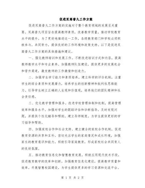 促进双高普九工作方案