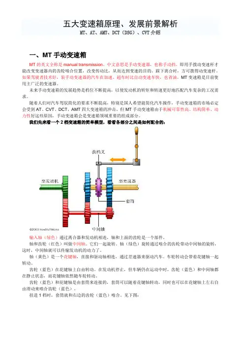 MT、AT、AMT、DCT(DSG)、CVT变速箱原理介绍